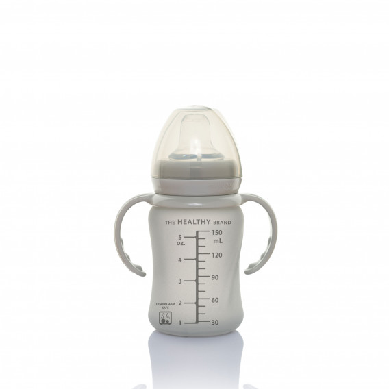 Стъклена неразливаща се чаша, Healthy +, 150 мл, 6+ месеца, цвят: сив Everyday baby 234790 3