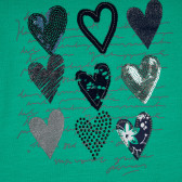 Блуза с къс ръкав и апликация на сърца за момиче и син цвят Boboli 235005 2