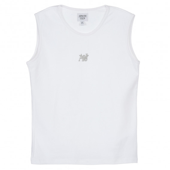 Памучна блуза без ръкави за момиче с лого на марката Armani 235061 