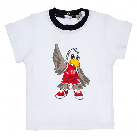 Памучна блуза с къс ръкав и щампа на птица за бебе момиче Armani 235082 