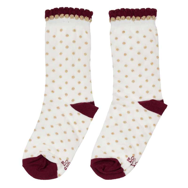 Чорапи на точки с къдрички в бяло и червено  235309