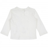 Памучна блуза с дълъг ръкав и принт имитиращ колие за момиче екрю Chicco 235337 4