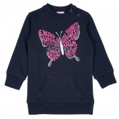 Chicco памучна тъмносиня блуза с дълъг ръкав и принт пеперуда за момиче Chicco 235342 