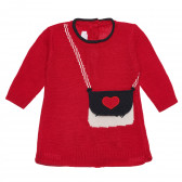 Плетена рокля за бебе с дълги ръкави и розово сърце Chicco 235354 