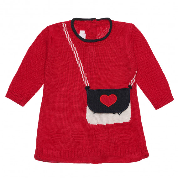 Плетена рокля за бебе с дълги ръкави и розово сърце Chicco 235354 