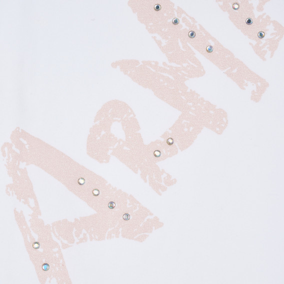 Памучна блуза Armani с къс ръкав-крилце и щампа на марката за момиче Armani 235630 2
