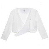 Armani памучна блуза с дълъг ръкав за момиче тип прегърни ме в бяло Armani 235633 