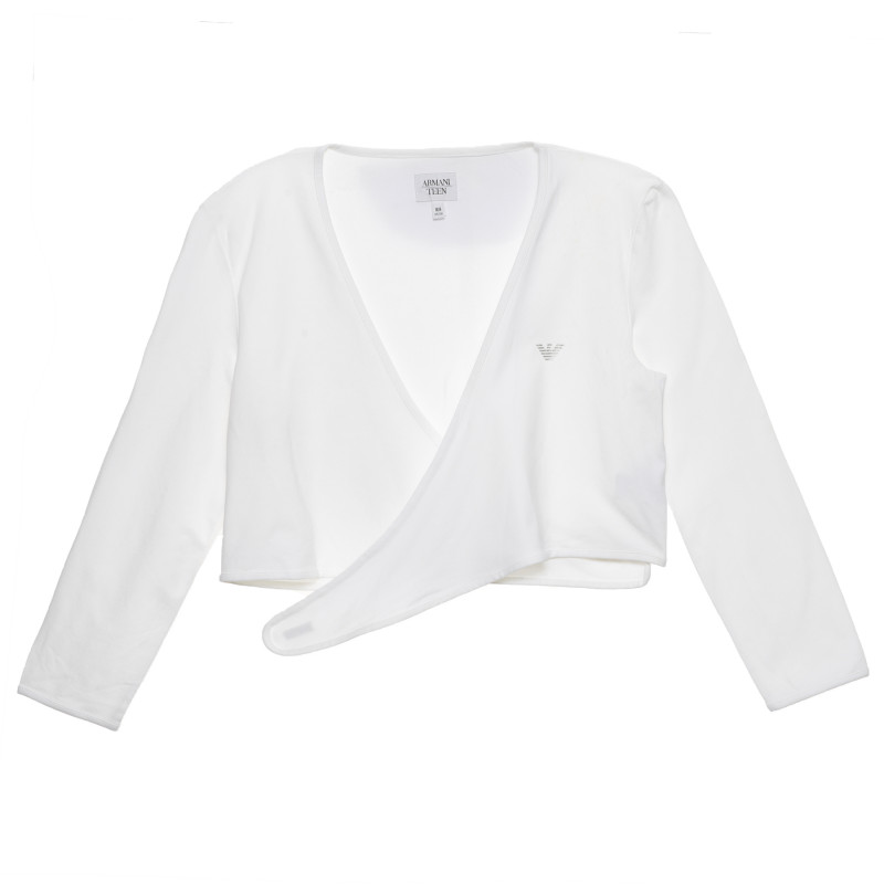 Armani памучна блуза с дълъг ръкав за момиче тип прегърни ме в бяло  235633