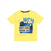 Памучен комплект тениска и къси панталони в жълто и синьо Boboli 235934 3
