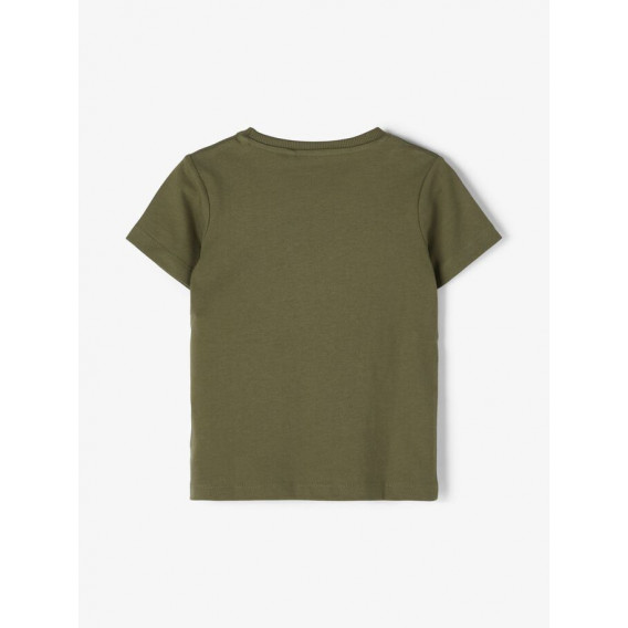 Тениска от органичен памук с надпис, тъмно зелена Name it 236094 2