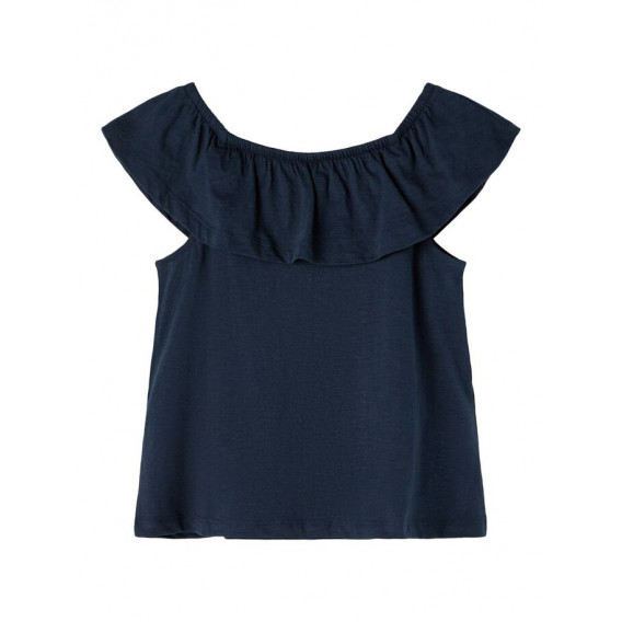 Блуза от органичен памук без ръкави с къдрички, тъмно синя Name it 236102 