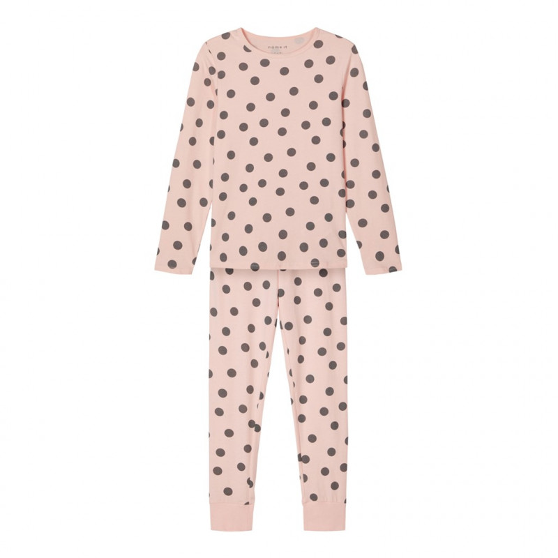 Пижама от органичен памук с принт на точки, розова  236122