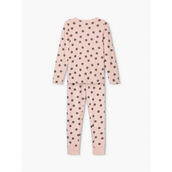 Пижама от органичен памук с принт на точки, розова Name it 236123 2