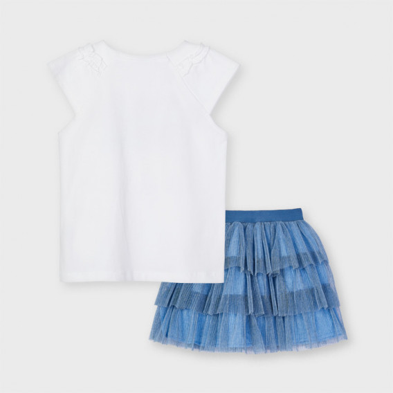 Комплект тениска с пола в бяло и синьо Mayoral 236213 2