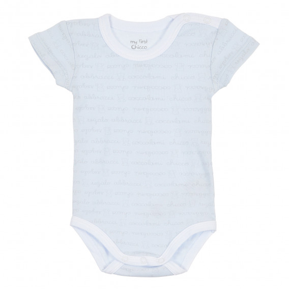 Комплект бодита с къс ръкав за бебе, светлосиньо и бяло с принт Chicco 236257 2