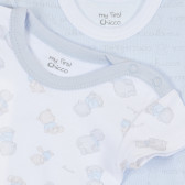 Комплект бодита с къс ръкав за бебе, светлосиньо и бяло с принт Chicco 236258 3