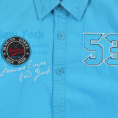 Риза с дълъг ръкав за момче декорирана с бродерия и текстилна апликация, синя MC United 236307 2