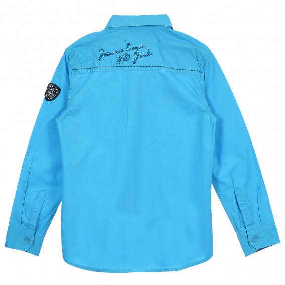 Риза с дълъг ръкав за момче декорирана с бродерия и текстилна апликация, синя MC United 236308 4