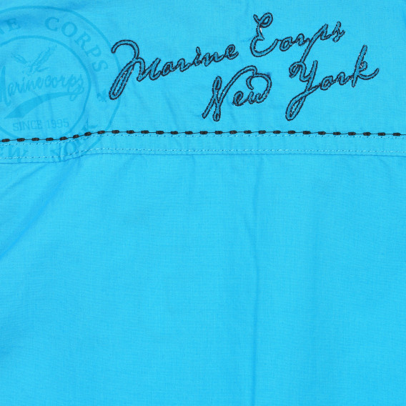 Риза с дълъг ръкав за момче декорирана с бродерия и текстилна апликация, синя MC United 236309 3