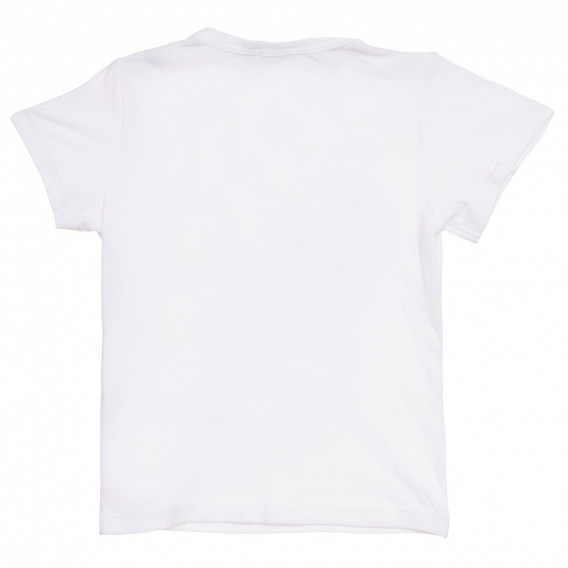 Памучна тениска с щампа акула за бебе, бяла Benetton 236358 4