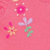 Памучна тениска апликация на цветя за бебе, розова Benetton 236368 2
