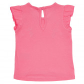 Памучна тениска апликация на цветя за бебе, розова Benetton 236370 4