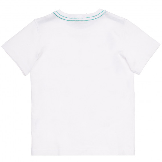 Памучна тениска с графичен принт за бебе, бяла Benetton 236390 4