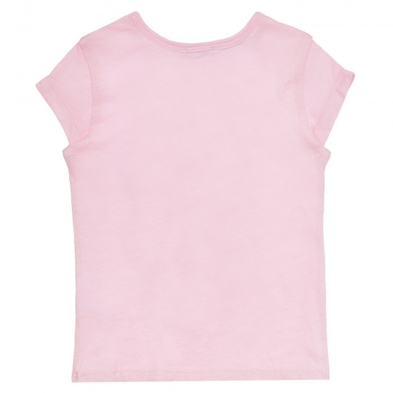 Памучна тениска с щампа на котка с шал за бебе, розова Benetton 236394 4