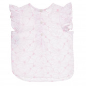 Памучна блуза без ръкави с флорална бродерия за бебе, бяла Benetton 236397 4