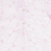 Памучна блуза без ръкави с флорална бродерия за бебе, бяла Benetton 236398 3
