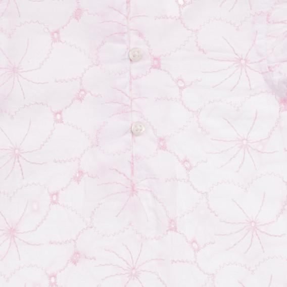 Памучна блуза без ръкави с флорална бродерия за бебе, бяла Benetton 236398 3