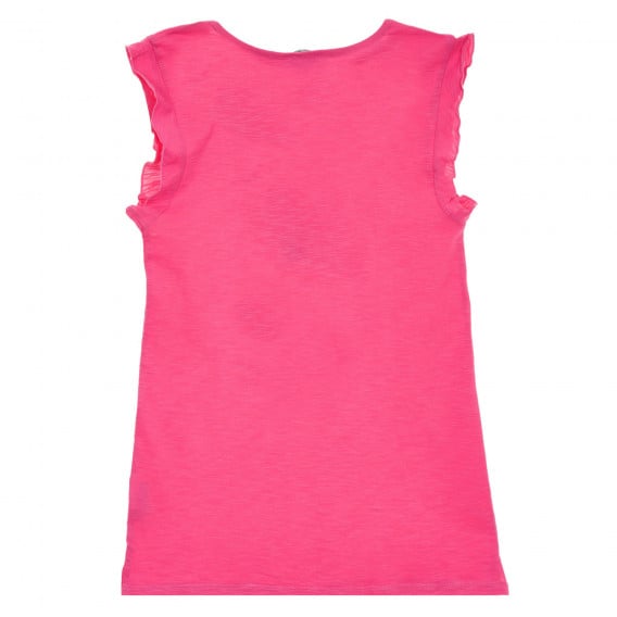 Памучна тениска с апликация цвете, розова Benetton 236414 4