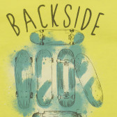 Памучна тениска с щампа на скейтборд за бебе, светло зелена Benetton 236468 2