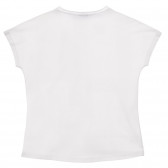Памучна тениска с апликация на сърца, бяла Benetton 236485 4