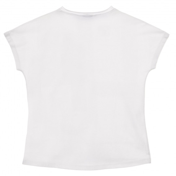 Памучна тениска с апликация на сърца, бяла Benetton 236485 4