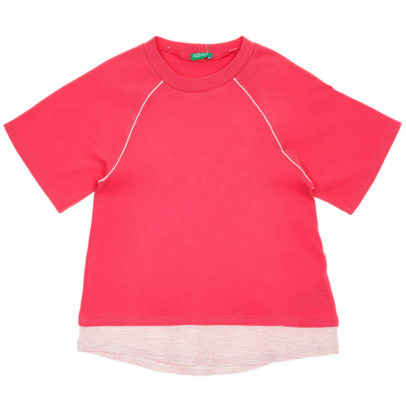 Памучна блуза с светло розови акценти, червена  236494