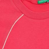 Памучна блуза с светло розови акценти, червена Benetton 236496 3