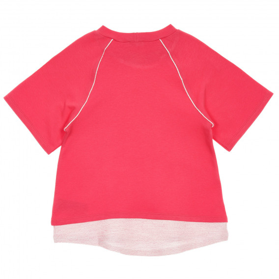 Памучна блуза с светло розови акценти, червена Benetton 236497 4