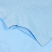 Памучна тениска с щампа на маргаритка и надпис, светло синя Benetton 236500 3