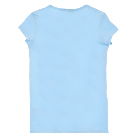 Памучна тениска с щампа на маргаритка и надпис, светло синя Benetton 236501 4