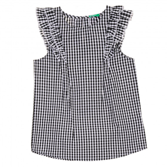 Памучна блуза без ръкави в бяло черно райе Benetton 236514 