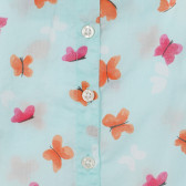 Памучна блуза с принт на пеперуди за бебе, светло синя Benetton 236520 3