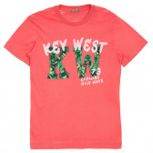 Памучна тениска с апликация, розова Benetton 236522 