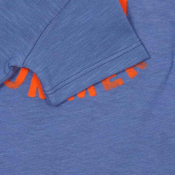 Памучна тениска с щампа и надпис за бебе, синя Benetton 236528 3