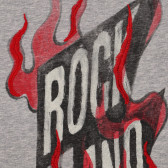 Памучна тениска с щампата пламъци и надпис, сива Sisley 236531 2