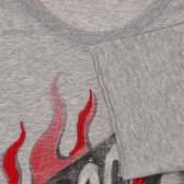 Памучна тениска с щампата пламъци и надпис, сива Sisley 236532 3