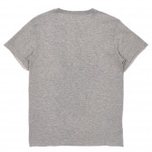 Памучна тениска с щампата пламъци и надпис, сива Sisley 236533 4