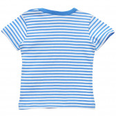 Памучна тениска с щампа на зайче за бебе в бяло синьо райе Benetton 236540 4