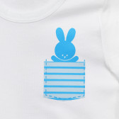 Памучна тениска с щампа на зайче за бебе, бяла Benetton 236543 2