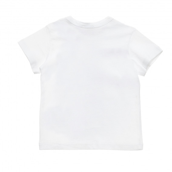 Памучна тениска с щампа на зайче за бебе, бяла Benetton 236544 4